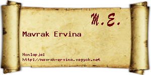 Mavrak Ervina névjegykártya